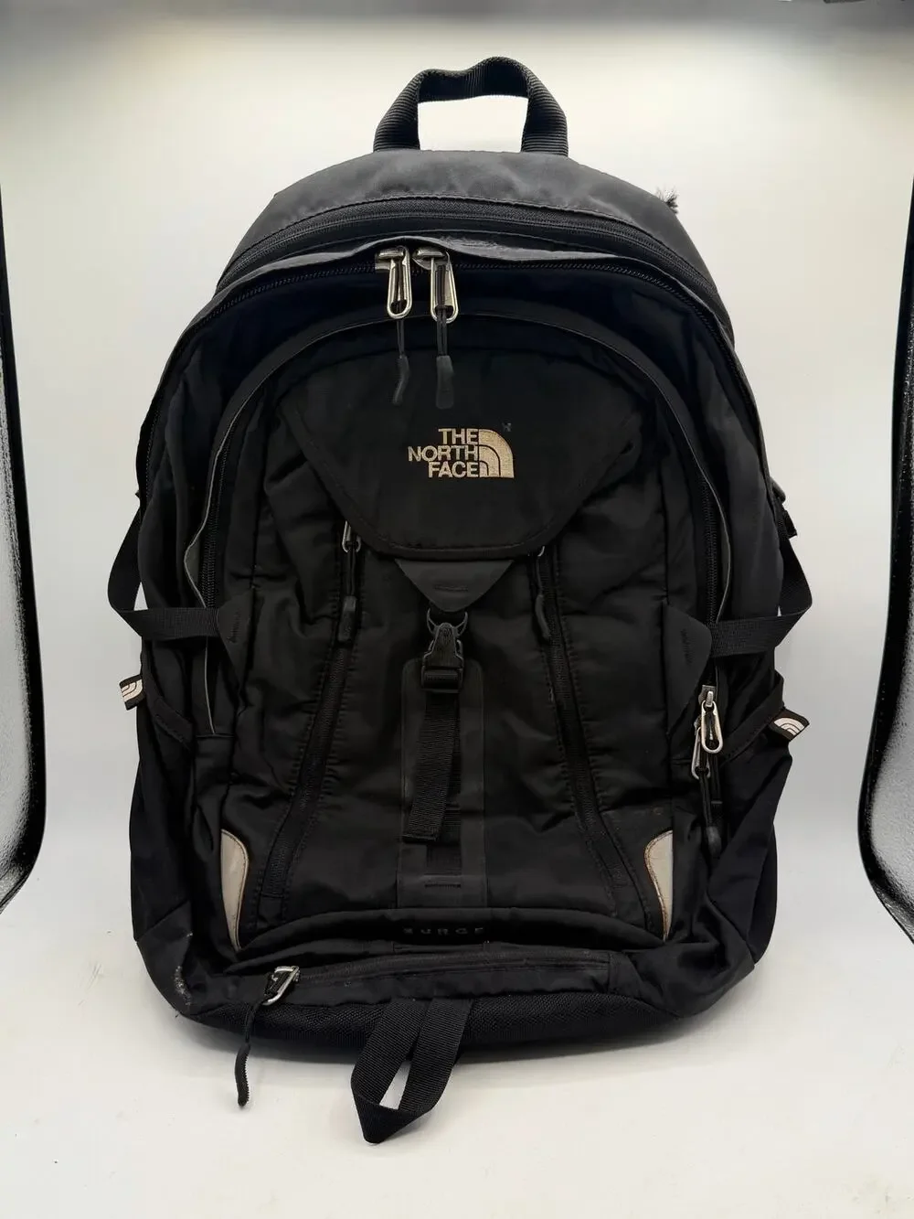 The North Face Surge Backpack Black Travel Laptop Daypack -Vintage/As-Is w/Flaws